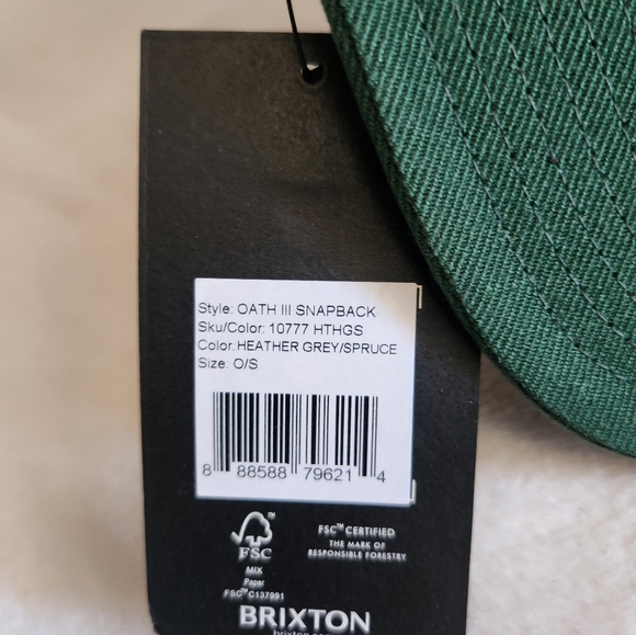 Brixton Oath III Snapback Hat Cap Heather Grey/Spruce Green One Size NWT - Picture 6 of 6